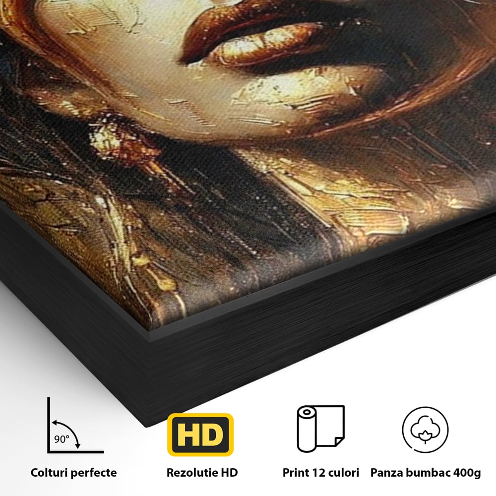 Tablou Canvas Premium, LuxCanva® P1009, Nascuta din Lumina, Zeita, Aur, Coroana, Celesta, Feminitate, Stralucire, Frumusete, Regina, Diva, Soare, Chip, Nemurire, Living, Dormitor