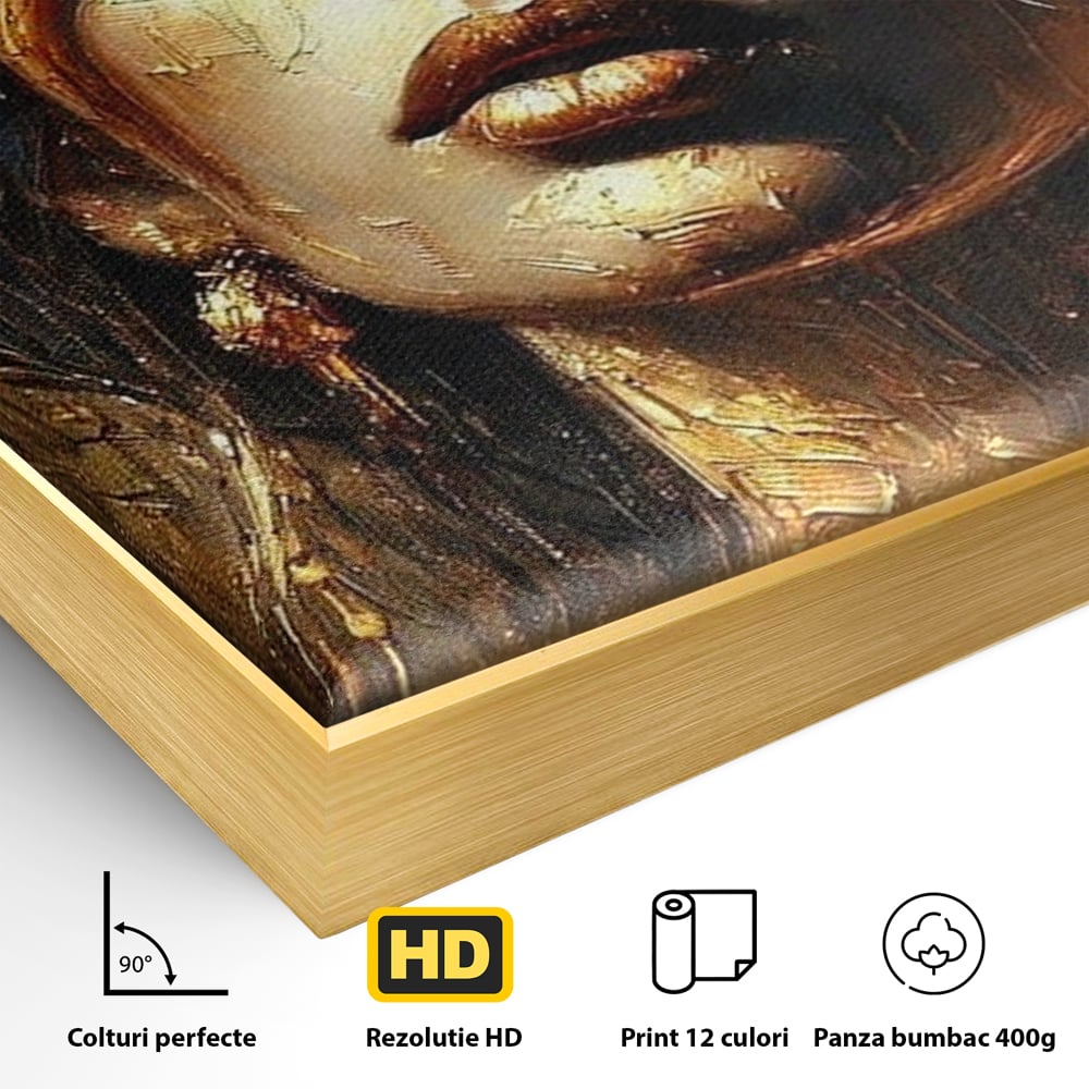Tablou Canvas Premium, LuxCanva® P1009, Nascuta din Lumina, Zeita, Aur, Coroana, Celesta, Feminitate, Stralucire, Frumusete, Regina, Diva, Soare, Chip, Nemurire, Living, Dormitor