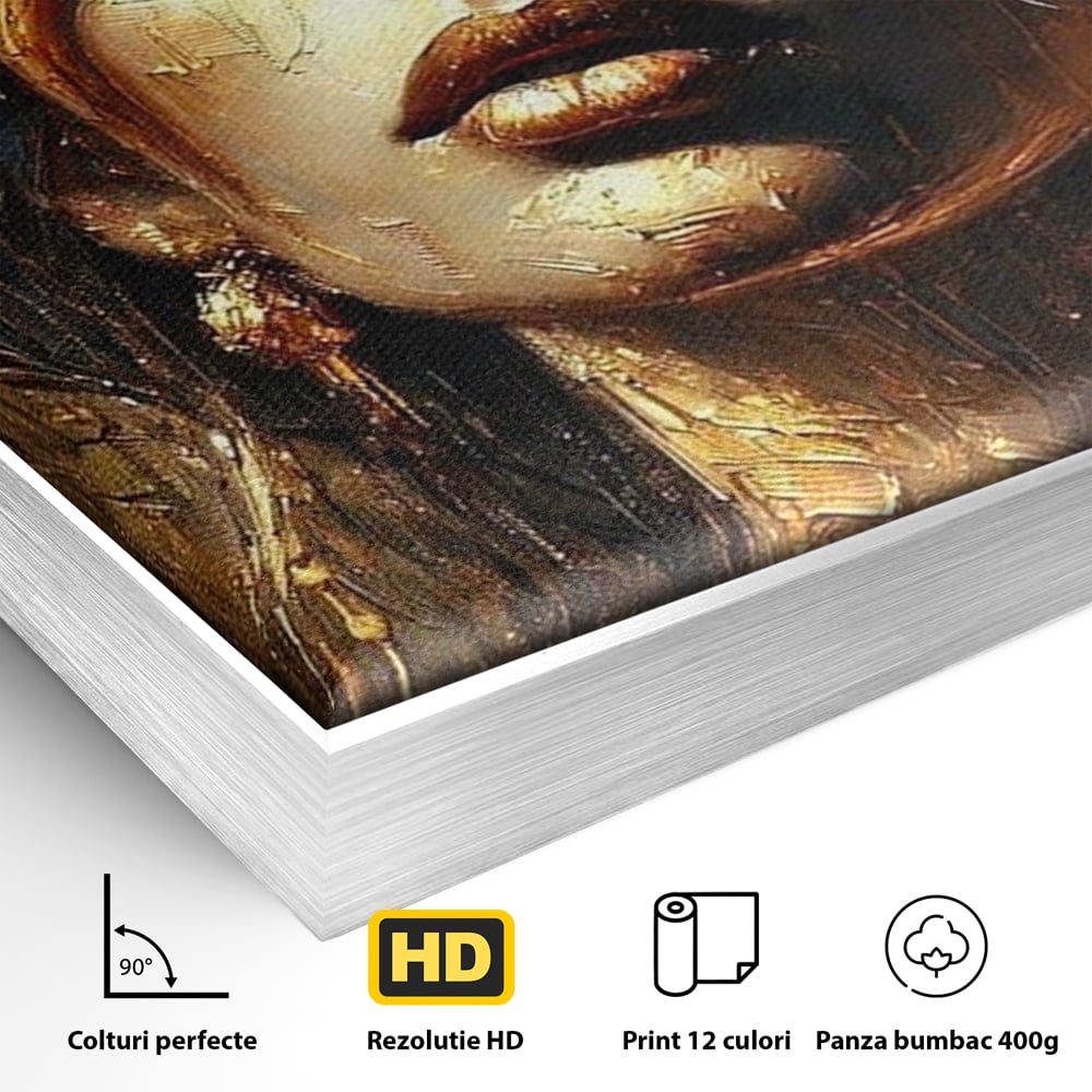 Tablou Canvas Premium, LuxCanva® P1009, Nascuta din Lumina, Zeita, Aur, Coroana, Celesta, Feminitate, Stralucire, Frumusete, Regina, Diva, Soare, Chip, Nemurire, Living, Dormitor