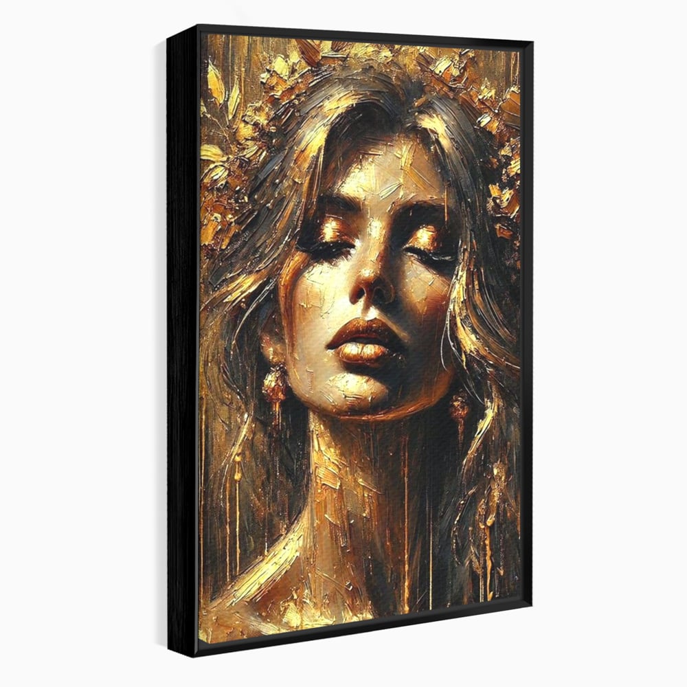 Tablou Canvas Premium, LuxCanva® P1009, Nascuta din Lumina, Zeita, Aur, Coroana, Celesta, Feminitate, Stralucire, Frumusete, Regina, Diva, Soare, Chip, Nemurire, Living, Dormitor