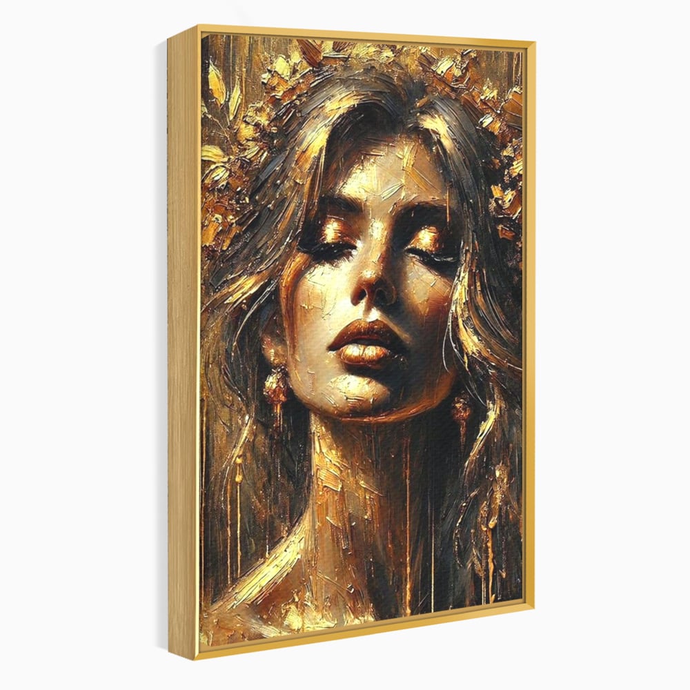 Tablou Canvas Premium, LuxCanva® P1009, Nascuta din Lumina, Zeita, Aur, Coroana, Celesta, Feminitate, Stralucire, Frumusete, Regina, Diva, Soare, Chip, Nemurire, Living, Dormitor