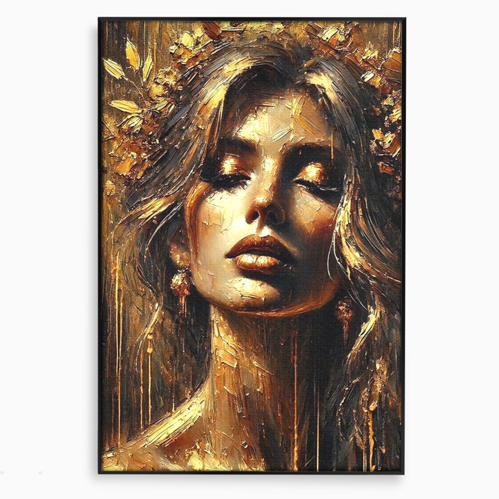 Tablou Canvas Premium, LuxCanva® P1009, Nascuta din Lumina, Zeita, Aur, Coroana, Celesta, Feminitate, Stralucire, Frumusete, Regina, Diva, Soare, Chip, Nemurire, Living, Dormitor