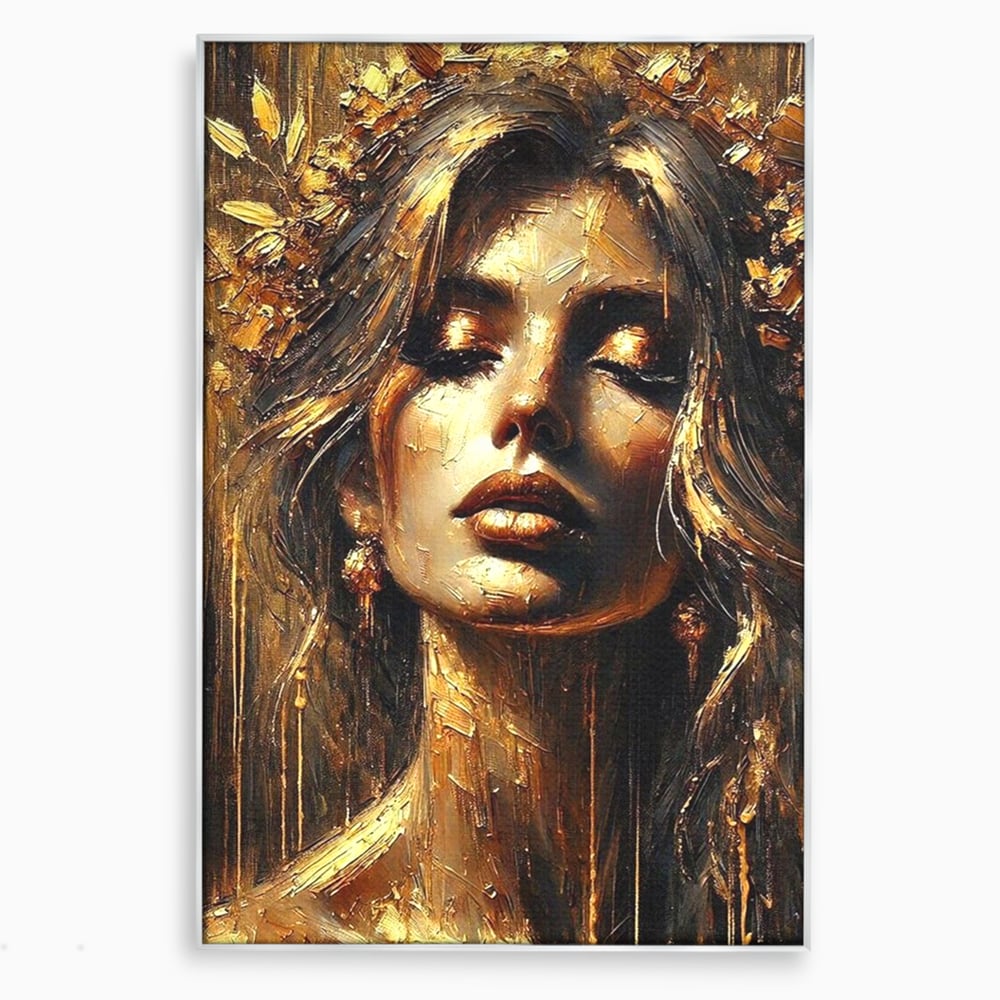 Tablou Canvas Premium, LuxCanva® P1009, Nascuta din Lumina, Zeita, Aur, Coroana, Celesta, Feminitate, Stralucire, Frumusete, Regina, Diva, Soare, Chip, Nemurire, Living, Dormitor