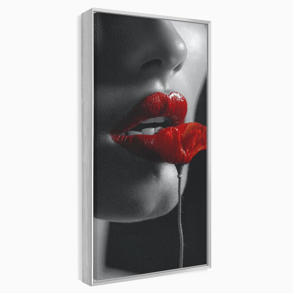 Tablou Canvas Premium, LuxCanva® P1011, Sărutul Macului, Rosu, Floare, Mac, Buze, Tacere, Seductie, Murmur, Petale, Inocenta, Foc, Sexy, Dorinta, Pasiune, Viata, Living, Dormitor
