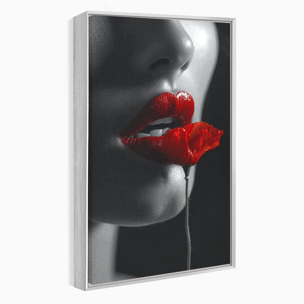 Tablou Canvas Premium, LuxCanva® P1011, Sărutul Macului, Rosu, Floare, Mac, Buze, Tacere, Seductie, Murmur, Petale, Inocenta, Foc, Sexy, Dorinta, Pasiune, Viata, Living, Dormitor
