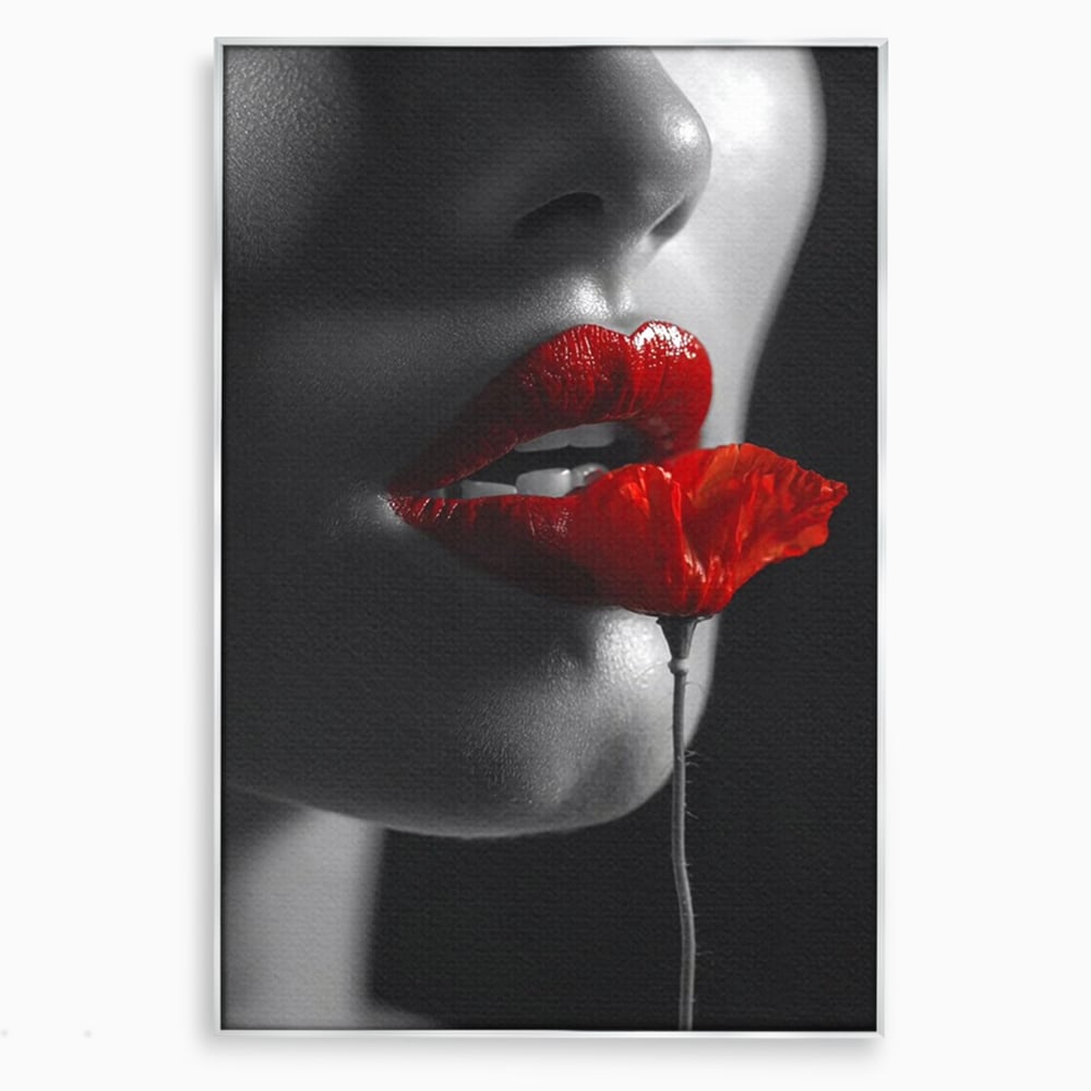 Tablou Canvas Premium, LuxCanva® P1011, Sărutul Macului, Rosu, Floare, Mac, Buze, Tacere, Seductie, Murmur, Petale, Inocenta, Foc, Sexy, Dorinta, Pasiune, Viata, Living, Dormitor
