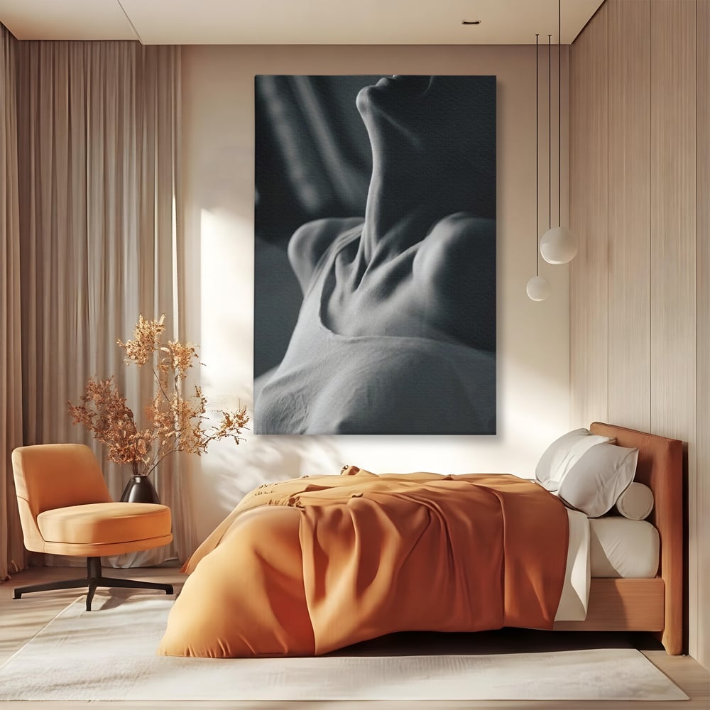 Tablou Canvas Premium, LuxCanva® P1013, Între Relaxare și Ardere, Sexy, Divin, Frumusete, Respiratie, Suspin, Dimineata, Cuplu, Asteptare, Dorinta, Fotografie, Living, Dormitor