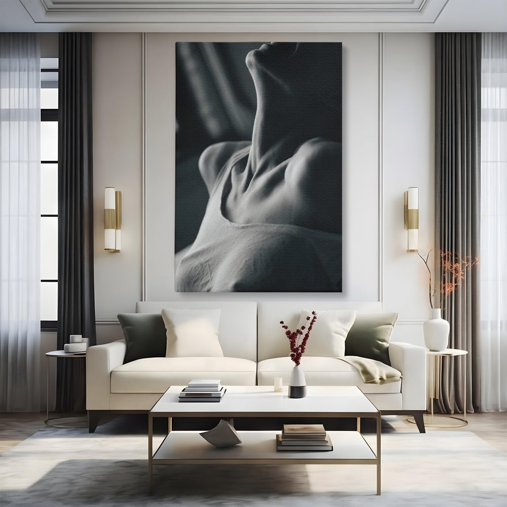 Tablou Canvas Premium, LuxCanva® P1013, Între Relaxare și Ardere, Sexy, Divin, Frumusete, Respiratie, Suspin, Dimineata, Cuplu, Asteptare, Dorinta, Fotografie, Living, Dormitor