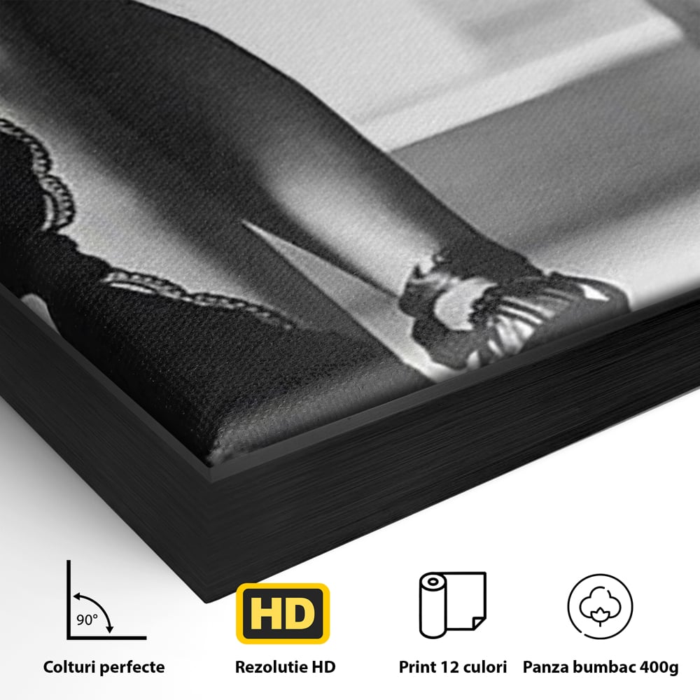 Tablou Canvas Premium, LuxCanva® P1014, Femeia care Pleacă, Picioare, Pantofi, Toc, Dresuri, Pasi, Catifea, Noapte, Intalnire, Scena, Film, Ganduri, Tacere, Aventura, Living, Dormitor