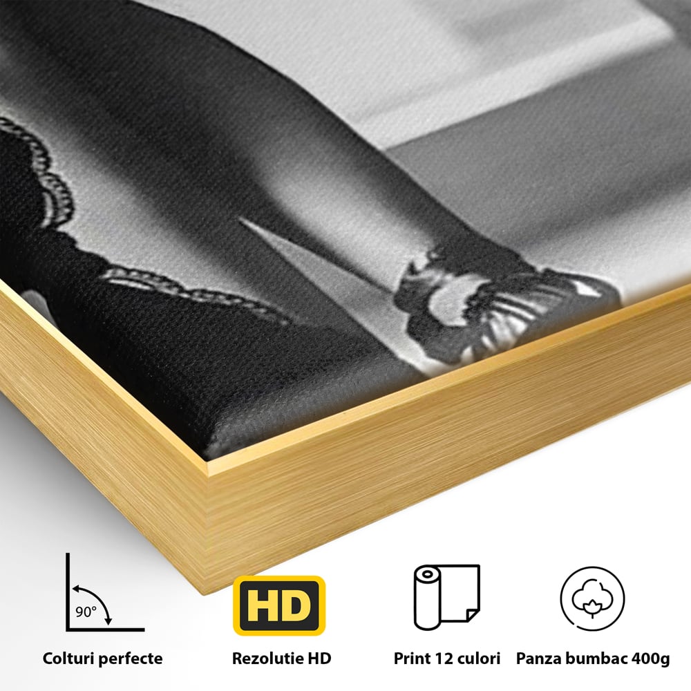 Tablou Canvas Premium, LuxCanva® P1014, Femeia care Pleacă, Picioare, Pantofi, Toc, Dresuri, Pasi, Catifea, Noapte, Intalnire, Scena, Film, Ganduri, Tacere, Aventura, Living, Dormitor