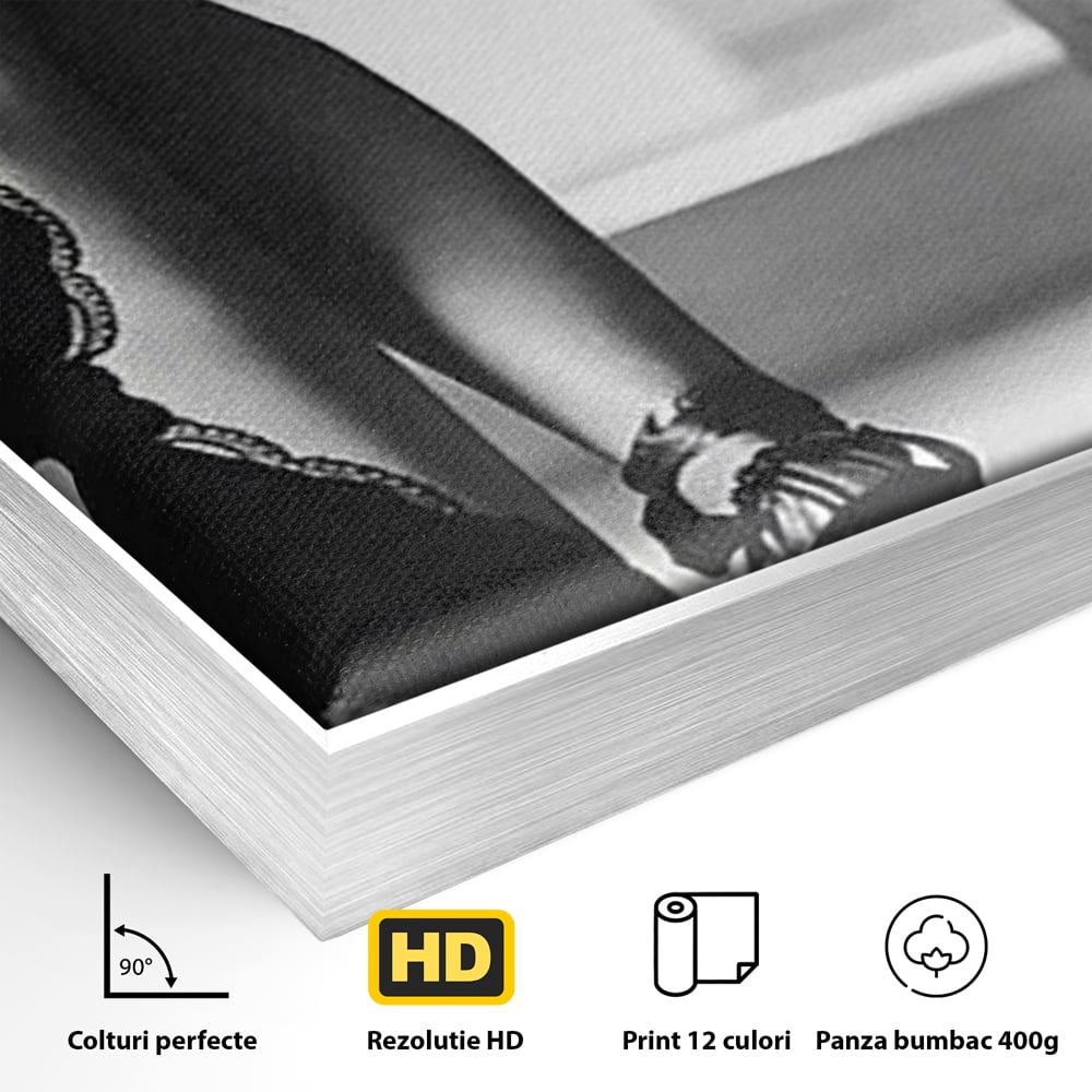 Tablou Canvas Premium, LuxCanva® P1014, Femeia care Pleacă, Picioare, Pantofi, Toc, Dresuri, Pasi, Catifea, Noapte, Intalnire, Scena, Film, Ganduri, Tacere, Aventura, Living, Dormitor