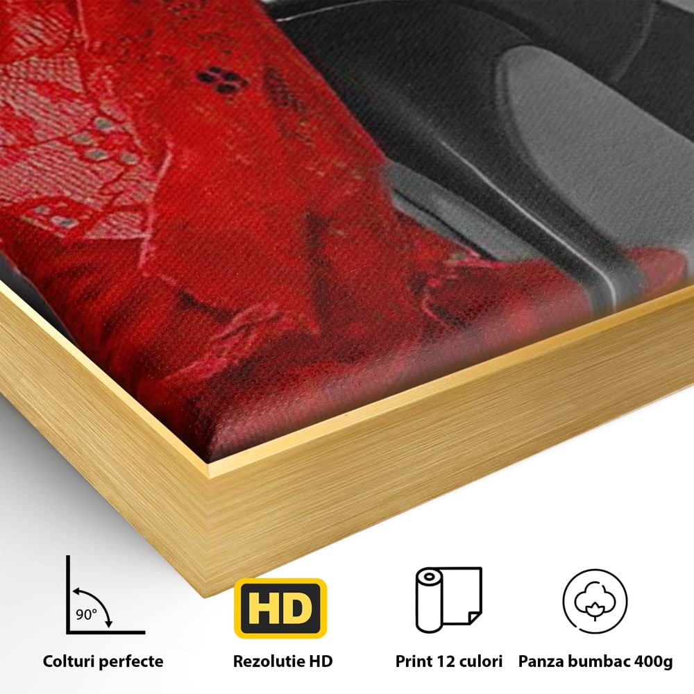 Tablou Canvas Premium, LuxCanva® P1015, Ultimul Pas al Seductiei, Feminin, Senzual, Sexy, Dantela, Stiletto, Pantofi, Pasiune, Alb si Negru, Dormitor, Living
