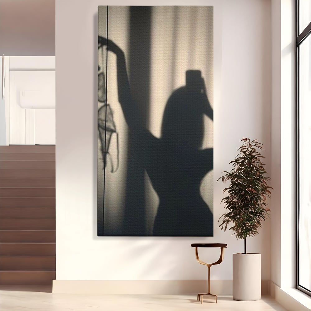 Tablou Canvas Premium, LuxCanva® P1016, Umbra Indrazneata, Silueta, Mister, Intimitate, Femeie, Senzual, Sexy, Alb, Negru, Dormitor, Living