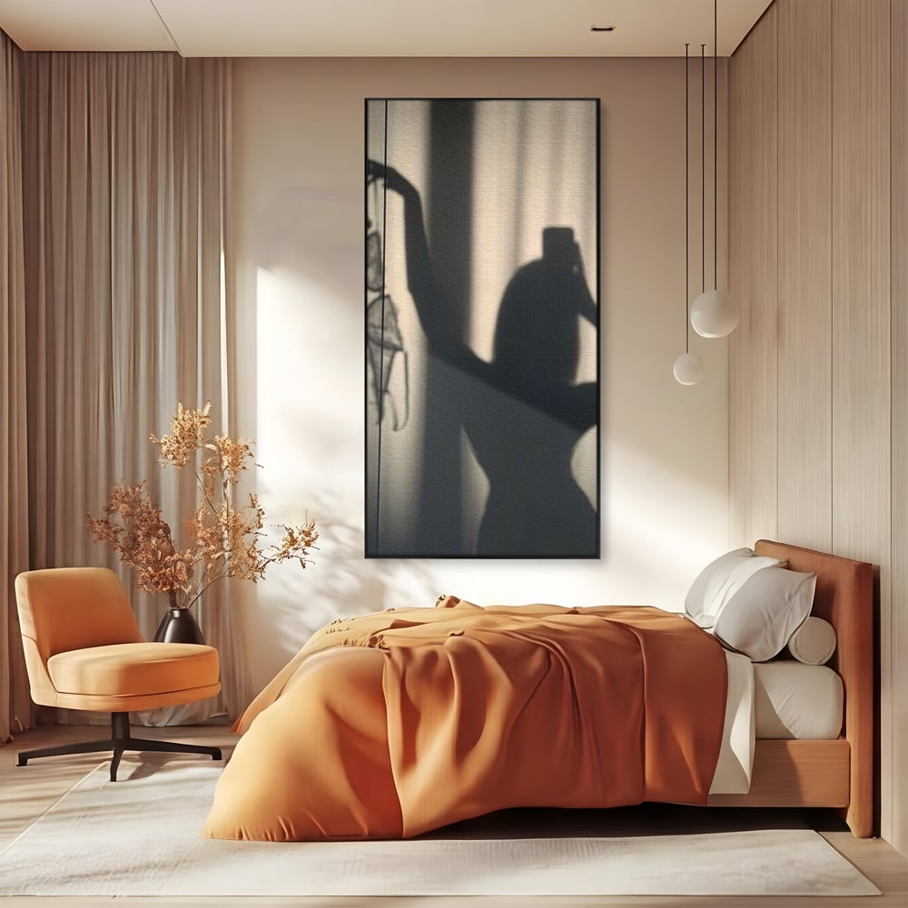 Tablou Canvas Premium, LuxCanva® P1016, Umbra Indrazneata, Silueta, Mister, Intimitate, Femeie, Senzual, Sexy, Alb, Negru, Dormitor, Living