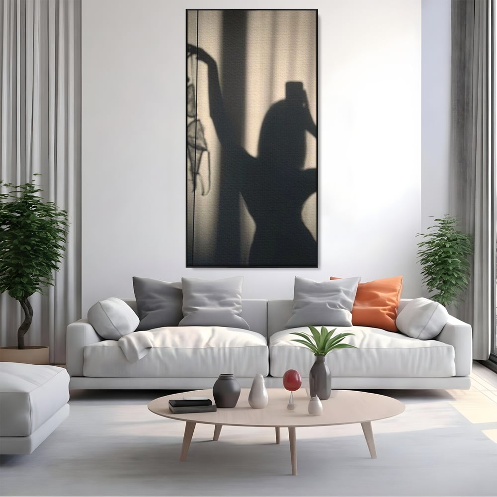 Tablou Canvas Premium, LuxCanva® P1016, Umbra Indrazneata, Silueta, Mister, Intimitate, Femeie, Senzual, Sexy, Alb, Negru, Dormitor, Living