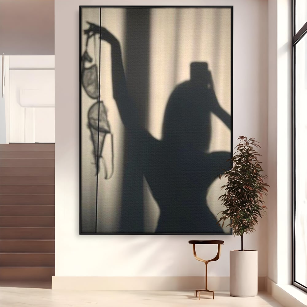Tablou Canvas Premium, LuxCanva® P1016, Umbra Indrazneata, Silueta, Mister, Intimitate, Femeie, Senzual, Sexy, Alb, Negru, Dormitor, Living