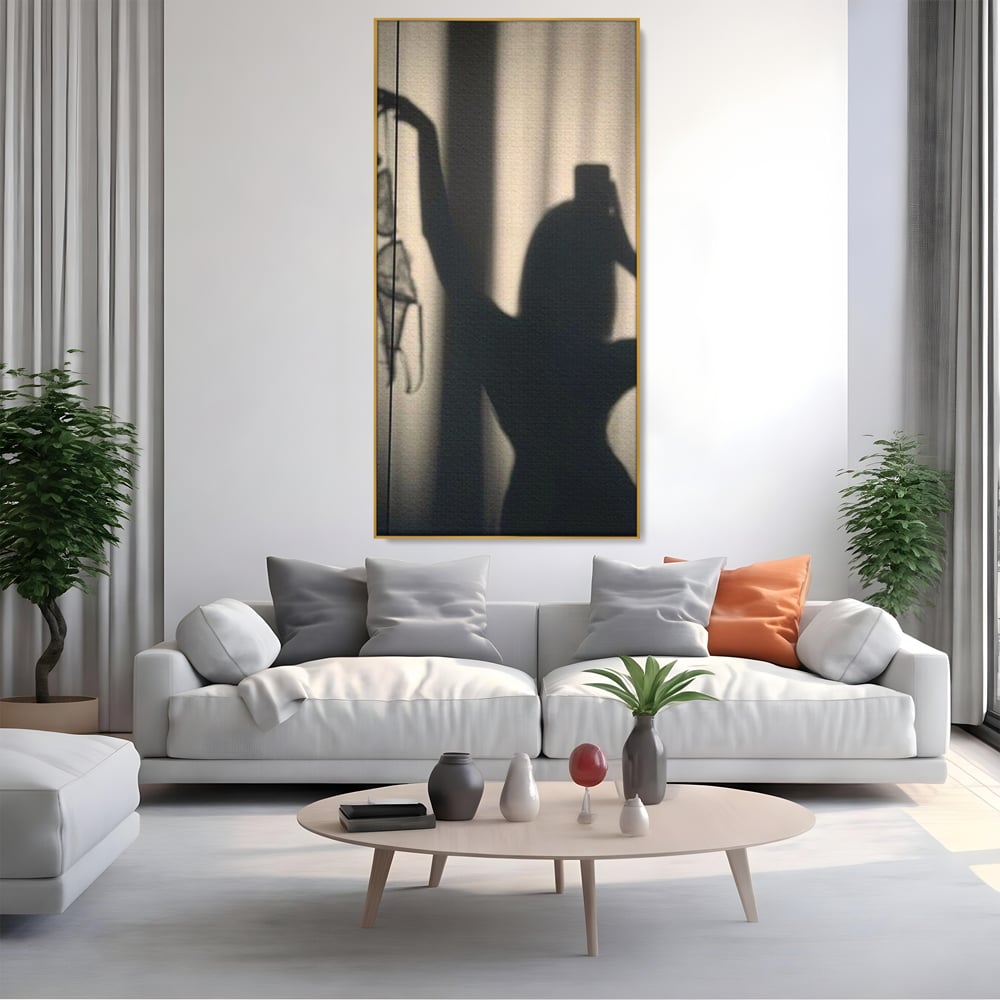 Tablou Canvas Premium, LuxCanva® P1016, Umbra Indrazneata, Silueta, Mister, Intimitate, Femeie, Senzual, Sexy, Alb, Negru, Dormitor, Living