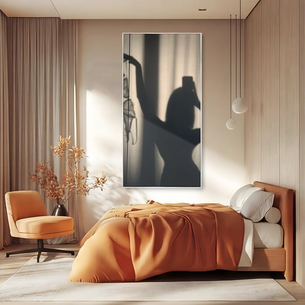 Tablou Canvas Premium, LuxCanva® P1016, Umbra Indrazneata, Silueta, Mister, Intimitate, Femeie, Senzual, Sexy, Alb, Negru, Dormitor, Living