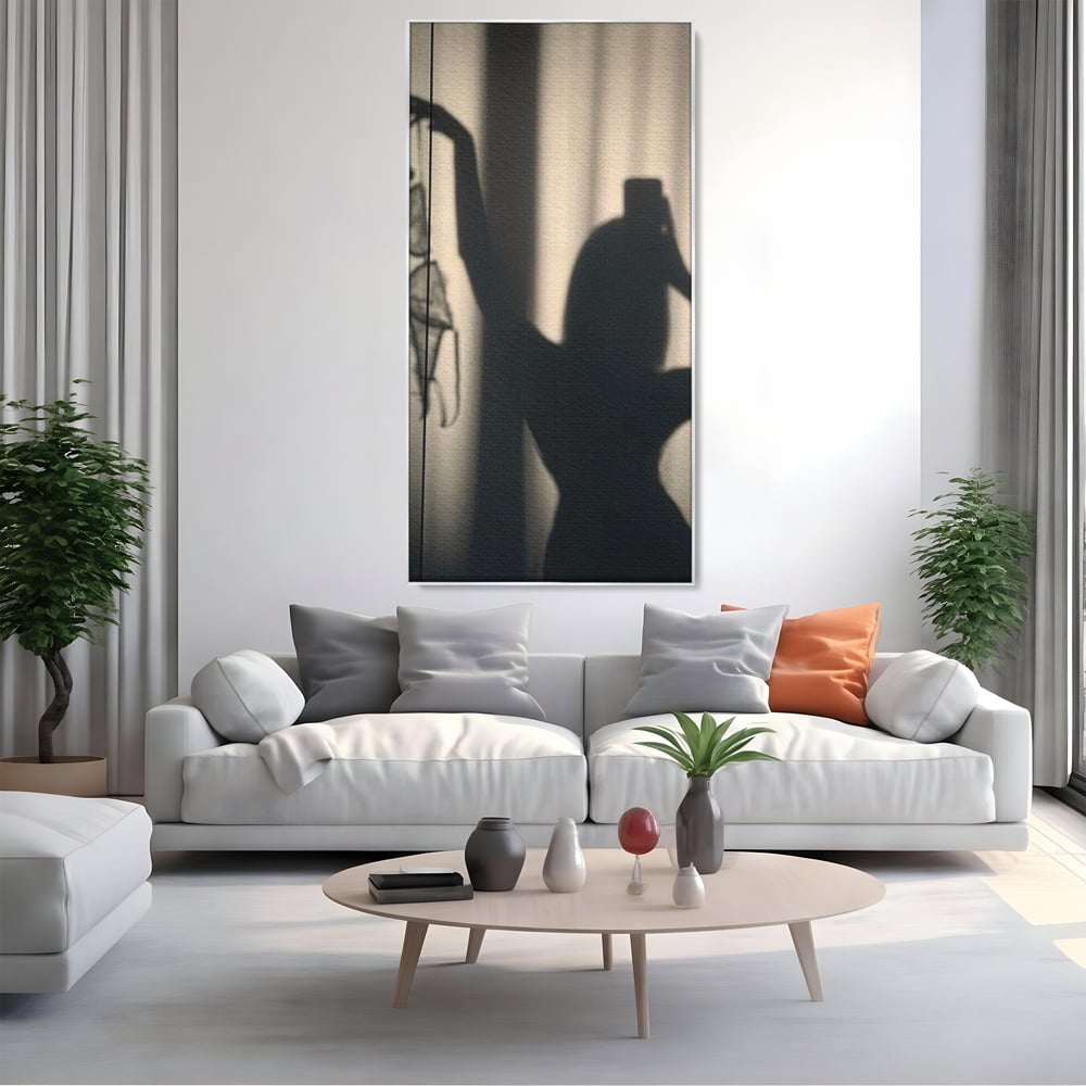 Tablou Canvas Premium, LuxCanva® P1016, Umbra Indrazneata, Silueta, Mister, Intimitate, Femeie, Senzual, Sexy, Alb, Negru, Dormitor, Living