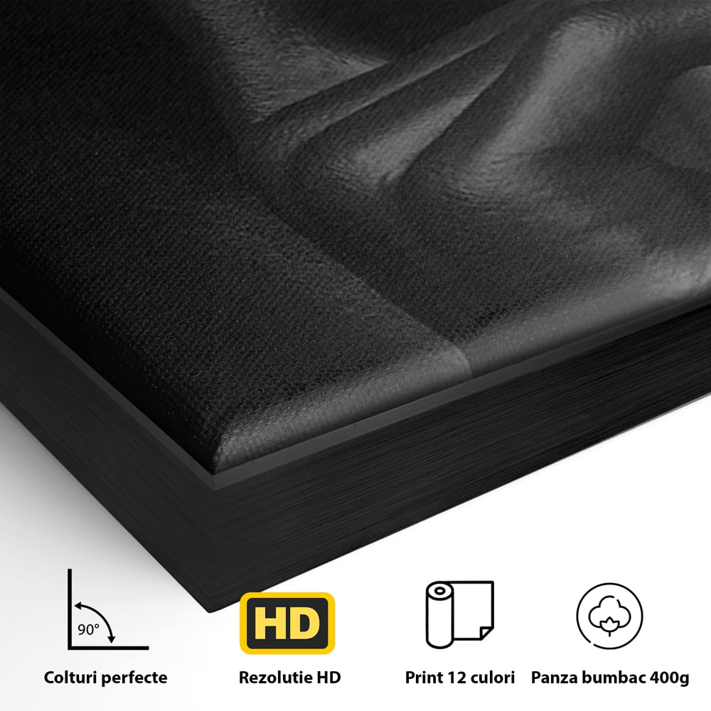 Tablou Canvas Premium, LuxCanva® P1018, Secretul Nostru, Auriu, Negru, Mister, Secret, Soapta, Buze, Senzual, Glamour, Dormitor, Living