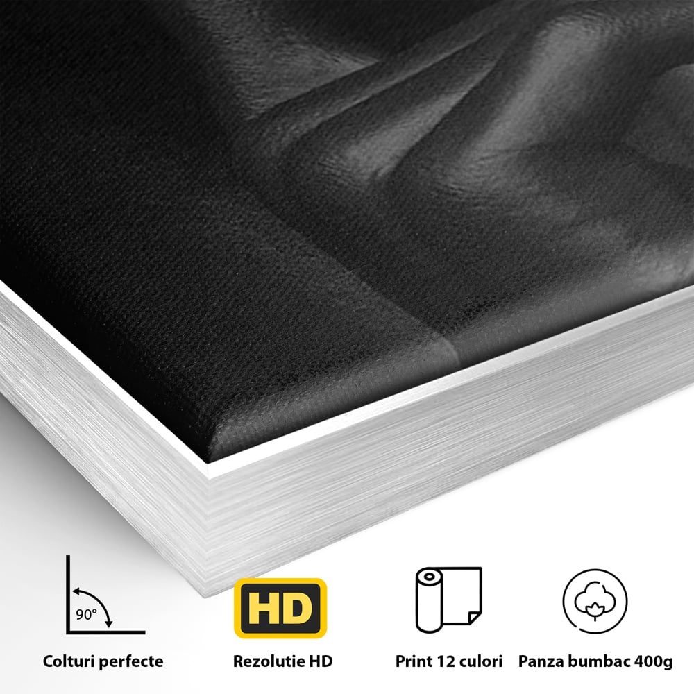 Tablou Canvas Premium, LuxCanva® P1018, Secretul Nostru, Auriu, Negru, Mister, Secret, Soapta, Buze, Senzual, Glamour, Dormitor, Living