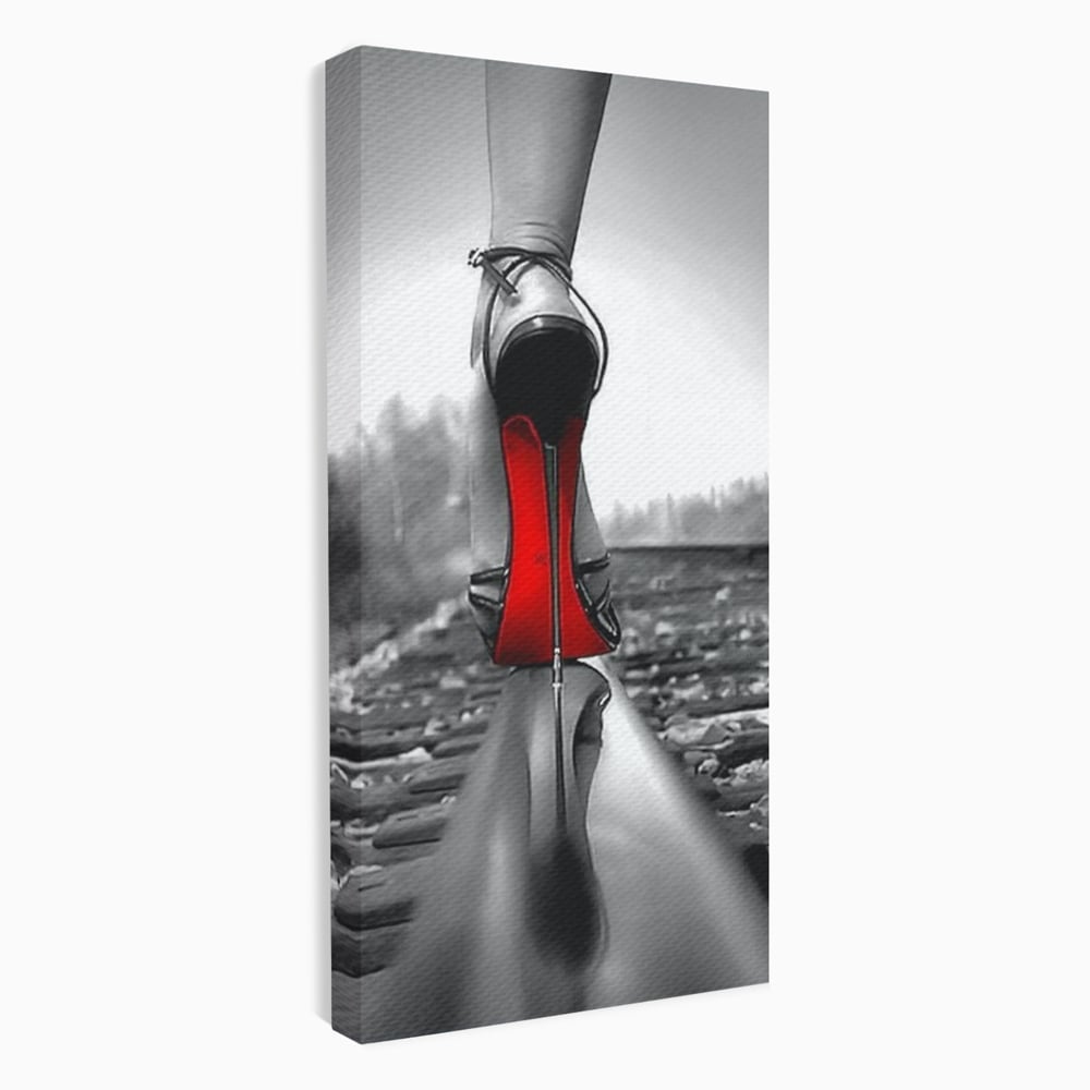 Tablou Canvas Premium, LuxCanva® P1019, Linia Seductiei, Tocuri, Rosu, Risc, Seductie, Feminitate, Putere, Sexy, Eleganta, Dormitor, Living
