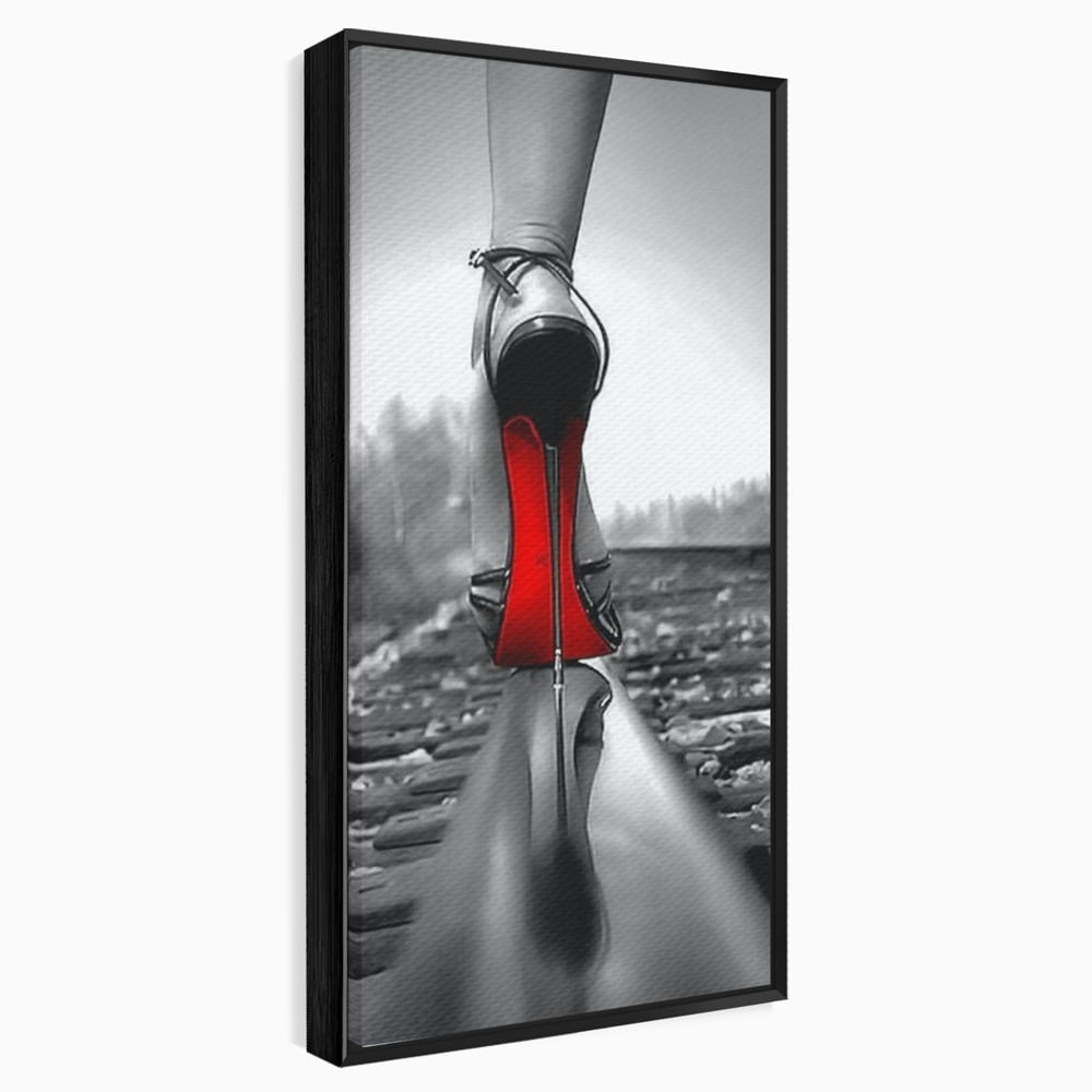 Tablou Canvas Premium, LuxCanva® P1019, Linia Seductiei, Tocuri, Rosu, Risc, Seductie, Feminitate, Putere, Sexy, Eleganta, Dormitor, Living