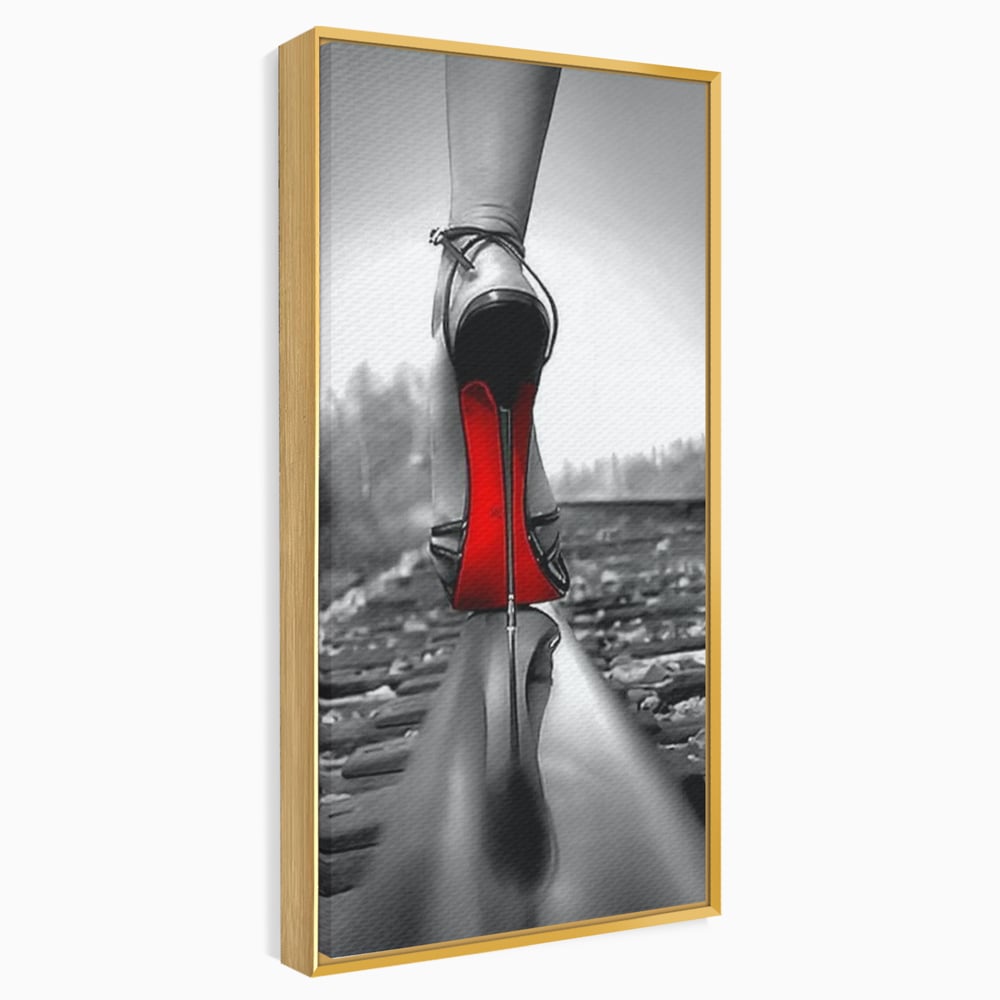 Tablou Canvas Premium, LuxCanva® P1019, Linia Seductiei, Tocuri, Rosu, Risc, Seductie, Feminitate, Putere, Sexy, Eleganta, Dormitor, Living