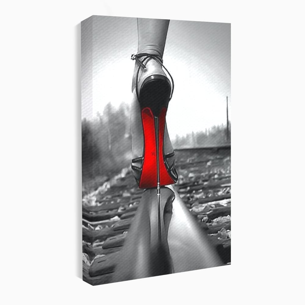 Tablou Canvas Premium, LuxCanva® P1019, Linia Seductiei, Tocuri, Rosu, Risc, Seductie, Feminitate, Putere, Sexy, Eleganta, Dormitor, Living