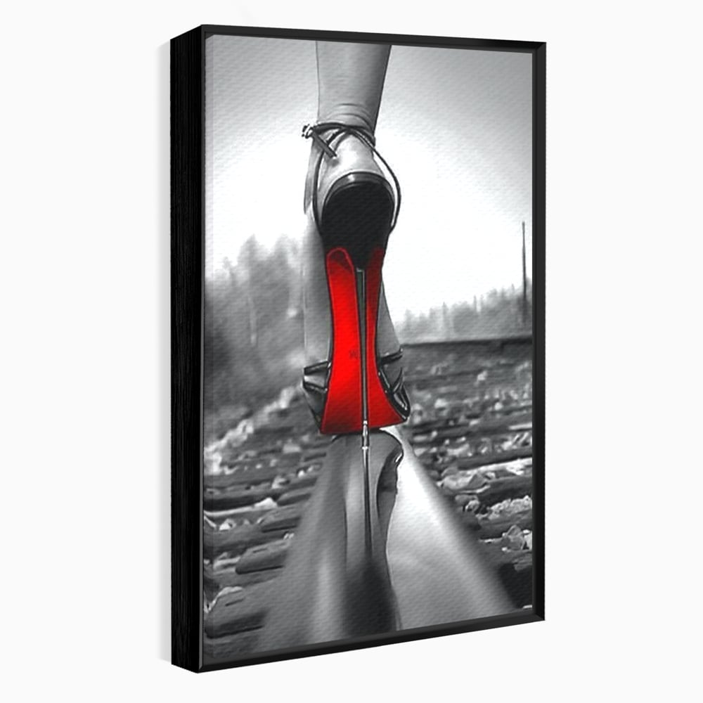 Tablou Canvas Premium, LuxCanva® P1019, Linia Seductiei, Tocuri, Rosu, Risc, Seductie, Feminitate, Putere, Sexy, Eleganta, Dormitor, Living