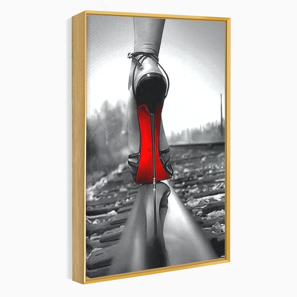 Tablou Canvas Premium, LuxCanva® P1019, Linia Seductiei, Tocuri, Rosu, Risc, Seductie, Feminitate, Putere, Sexy, Eleganta, Dormitor, Living