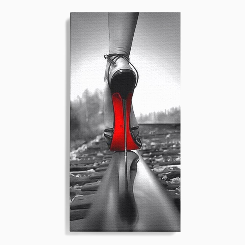 Tablou Canvas Premium, LuxCanva® P1019, Linia Seductiei, Tocuri, Rosu, Risc, Seductie, Feminitate, Putere, Sexy, Eleganta, Dormitor, Living