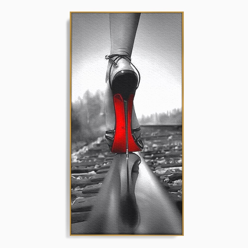 Tablou Canvas Premium, LuxCanva® P1019, Linia Seductiei, Tocuri, Rosu, Risc, Seductie, Feminitate, Putere, Sexy, Eleganta, Dormitor, Living