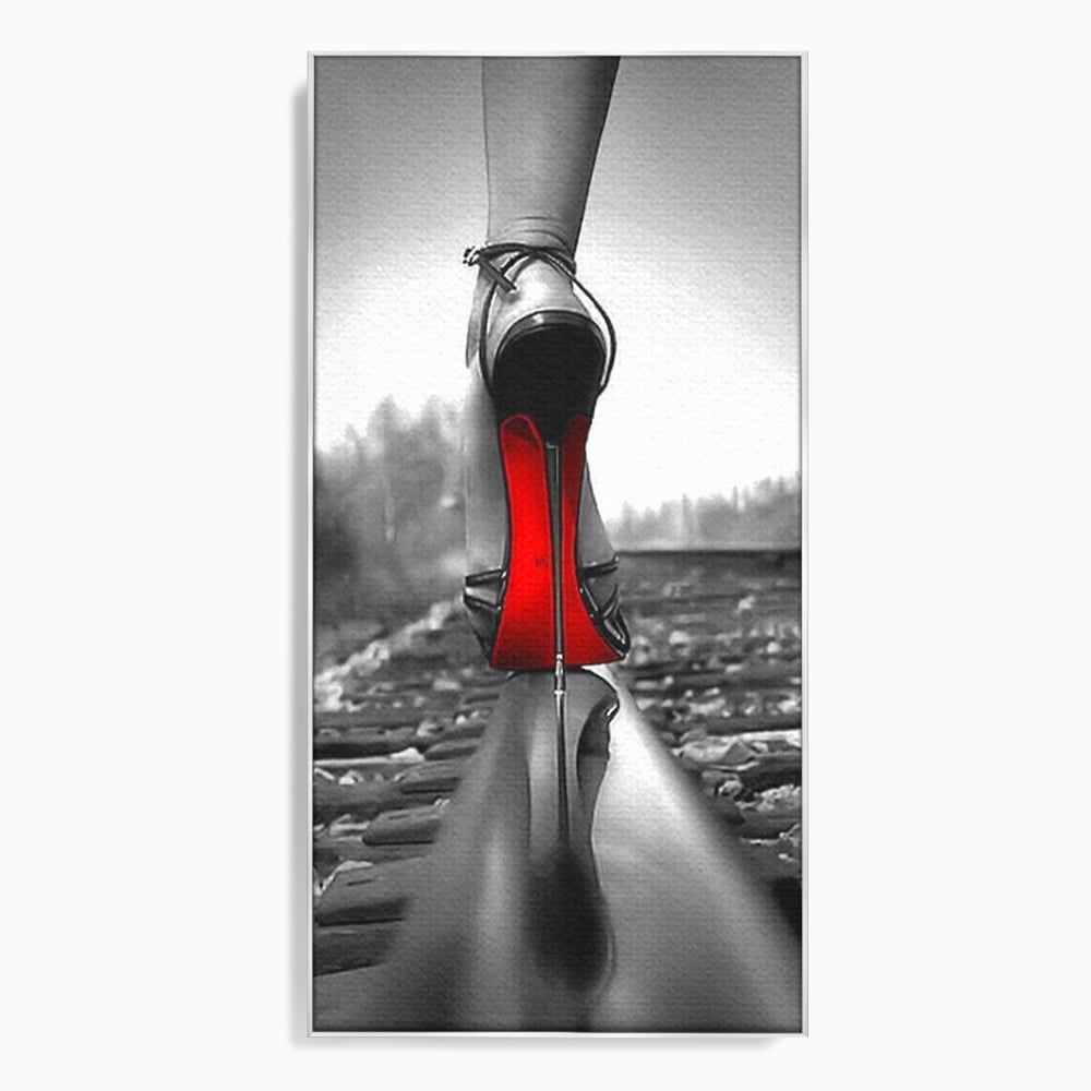 Tablou Canvas Premium, LuxCanva® P1019, Linia Seductiei, Tocuri, Rosu, Risc, Seductie, Feminitate, Putere, Sexy, Eleganta, Dormitor, Living