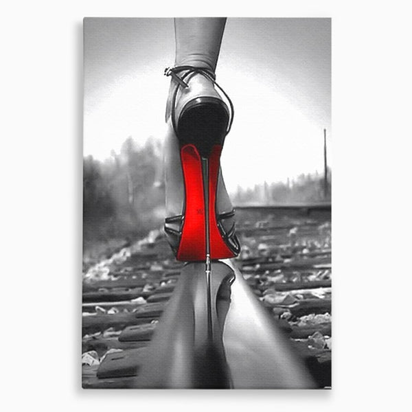 Tablou Canvas Premium, LuxCanva® P1019, Linia Seductiei, Tocuri, Rosu, Risc, Seductie, Feminitate, Putere, Sexy, Eleganta, Dormitor, Living