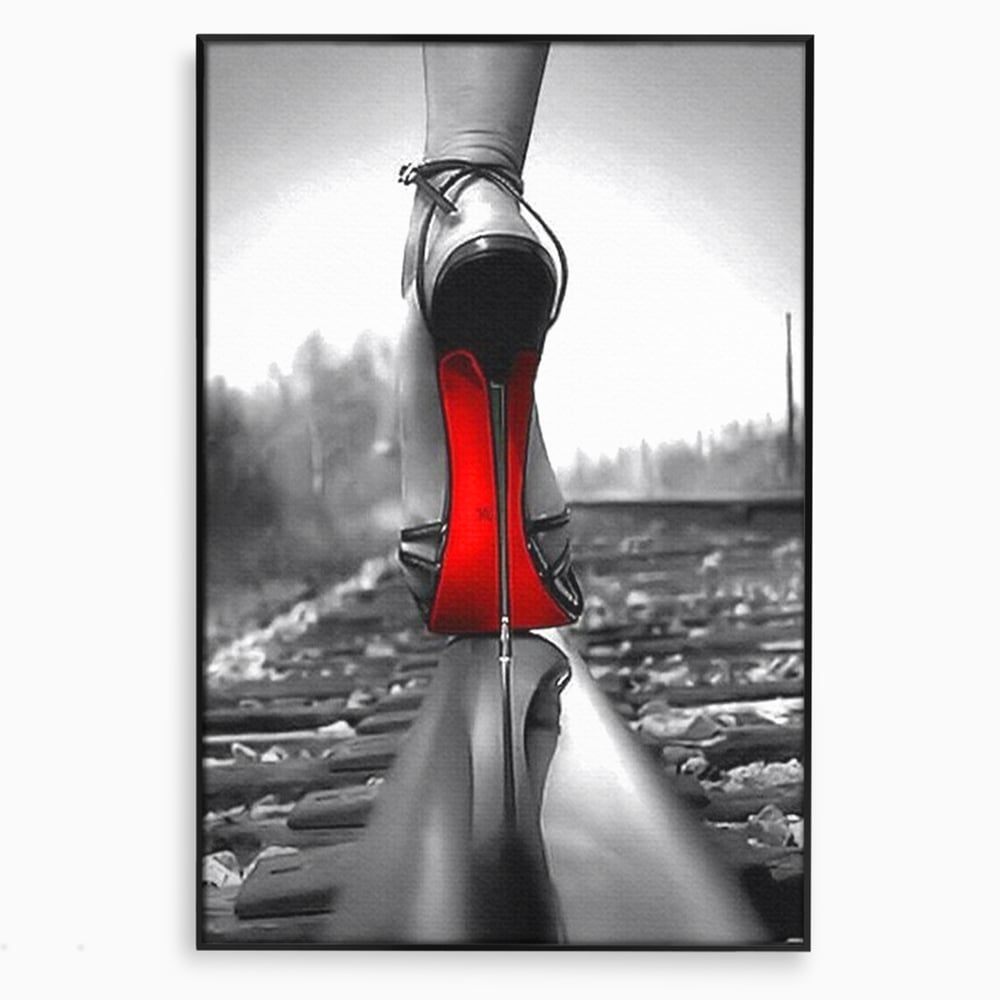 Tablou Canvas Premium, LuxCanva® P1019, Linia Seductiei, Tocuri, Rosu, Risc, Seductie, Feminitate, Putere, Sexy, Eleganta, Dormitor, Living