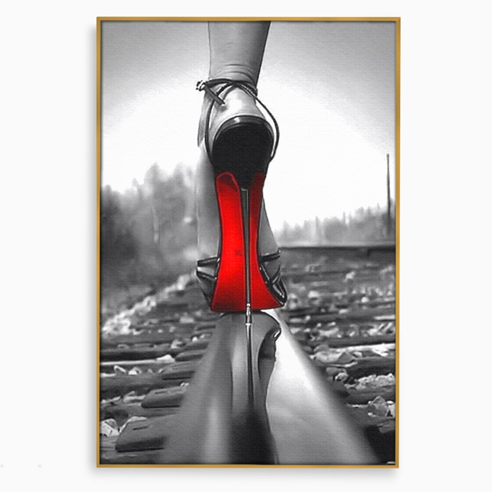 Tablou Canvas Premium, LuxCanva® P1019, Linia Seductiei, Tocuri, Rosu, Risc, Seductie, Feminitate, Putere, Sexy, Eleganta, Dormitor, Living