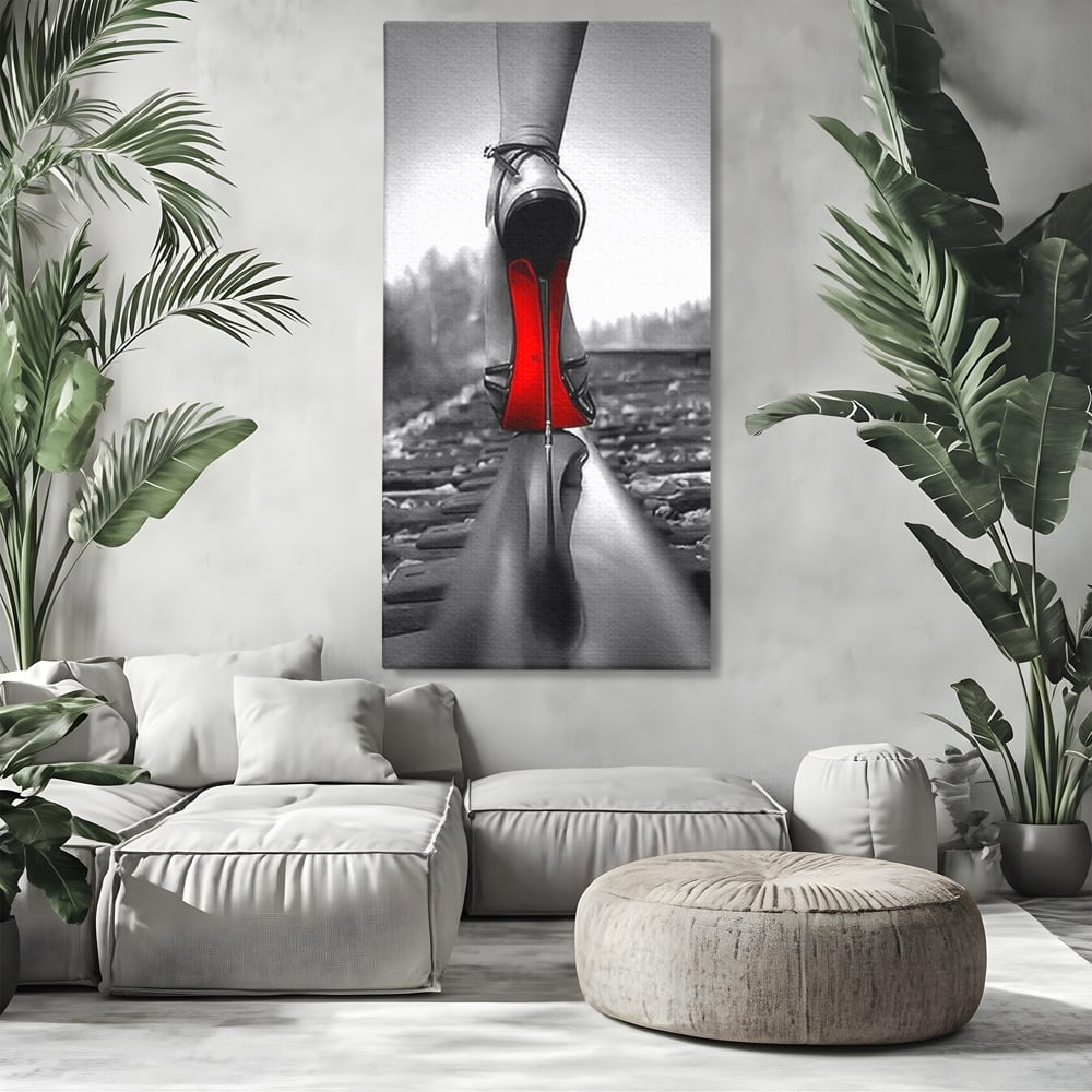 Tablou Canvas Premium, LuxCanva® P1019, Linia Seductiei, Tocuri, Rosu, Risc, Seductie, Feminitate, Putere, Sexy, Eleganta, Dormitor, Living
