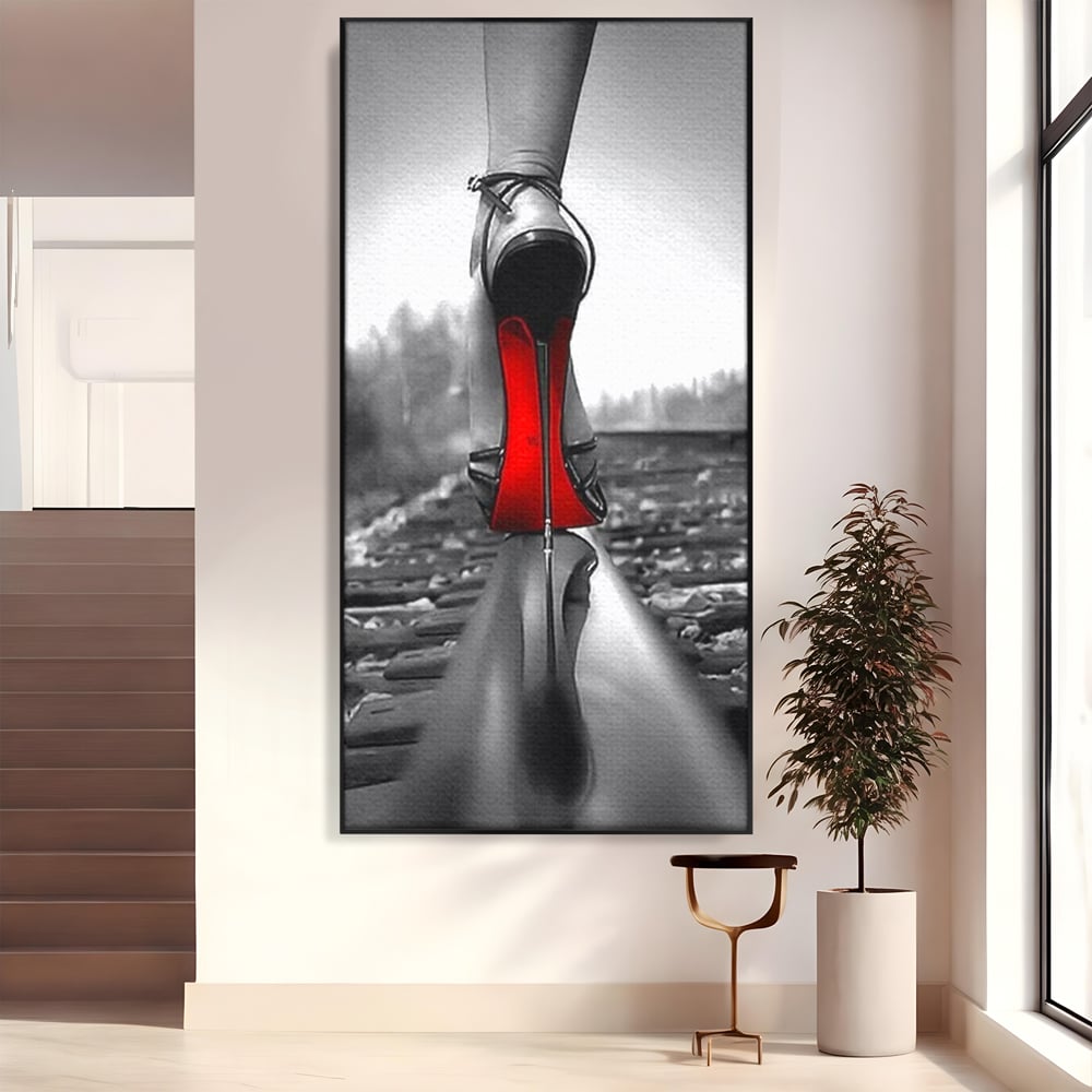 Tablou Canvas Premium, LuxCanva® P1019, Linia Seductiei, Tocuri, Rosu, Risc, Seductie, Feminitate, Putere, Sexy, Eleganta, Dormitor, Living