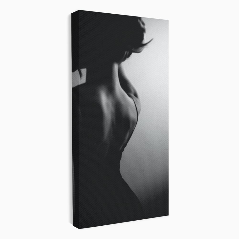 Tablou Canvas Premium, LuxCanva® P1021, Tentatie si Mister, Umbra, Silueta, Feminitate, Sexy, Seducator, Elegant, Monocrom, Dormitor, Living