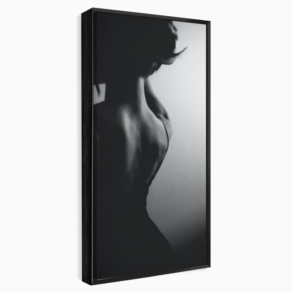 Tablou Canvas Premium, LuxCanva® P1021, Tentatie si Mister, Umbra, Silueta, Feminitate, Sexy, Seducator, Elegant, Monocrom, Dormitor, Living