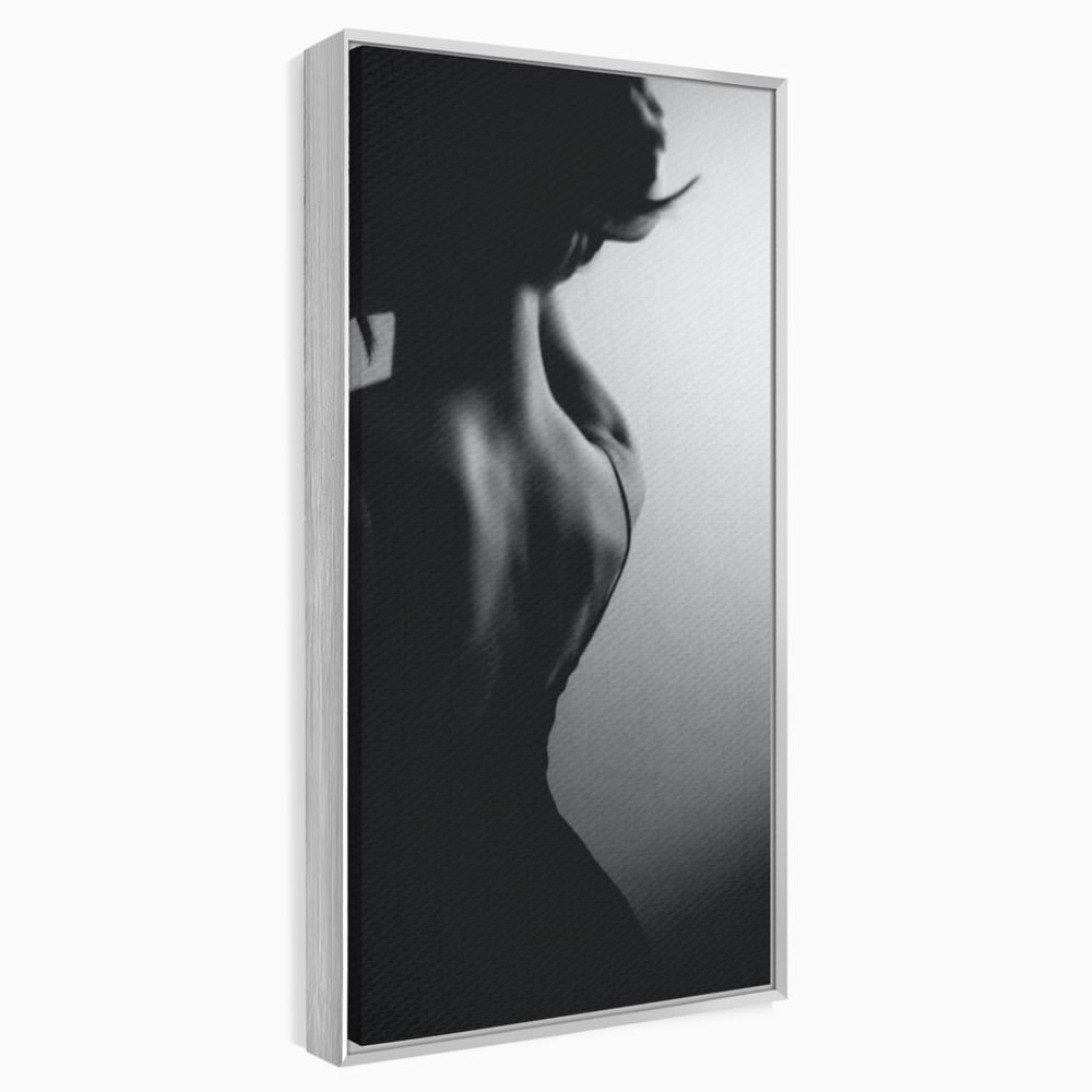 Tablou Canvas Premium, LuxCanva® P1021, Tentatie si Mister, Umbra, Silueta, Feminitate, Sexy, Seducator, Elegant, Monocrom, Dormitor, Living