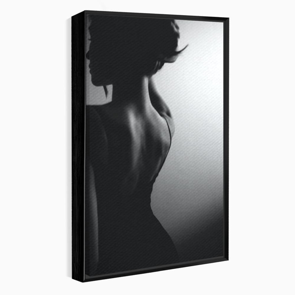 Tablou Canvas Premium, LuxCanva® P1021, Tentatie si Mister, Umbra, Silueta, Feminitate, Sexy, Seducator, Elegant, Monocrom, Dormitor, Living