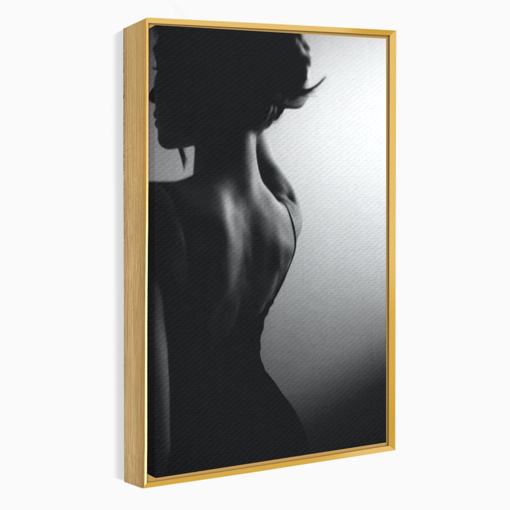 Tablou Canvas Premium, LuxCanva® P1021, Tentatie si Mister, Umbra, Silueta, Feminitate, Sexy, Seducator, Elegant, Monocrom, Dormitor, Living