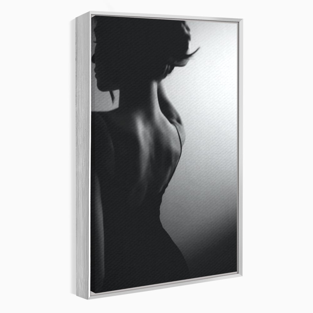 Tablou Canvas Premium, LuxCanva® P1021, Tentatie si Mister, Umbra, Silueta, Feminitate, Sexy, Seducator, Elegant, Monocrom, Dormitor, Living