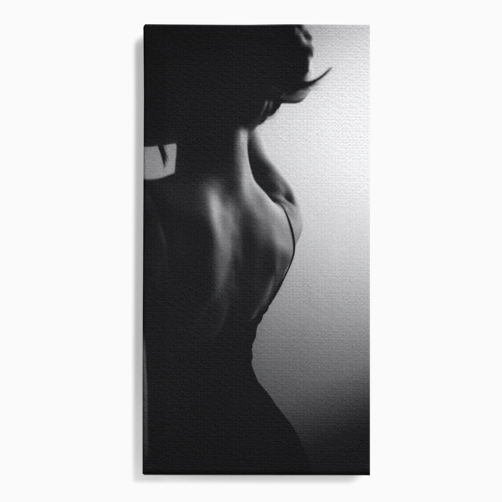 Tablou Canvas Premium, LuxCanva® P1021, Tentatie si Mister, Umbra, Silueta, Feminitate, Sexy, Seducator, Elegant, Monocrom, Dormitor, Living