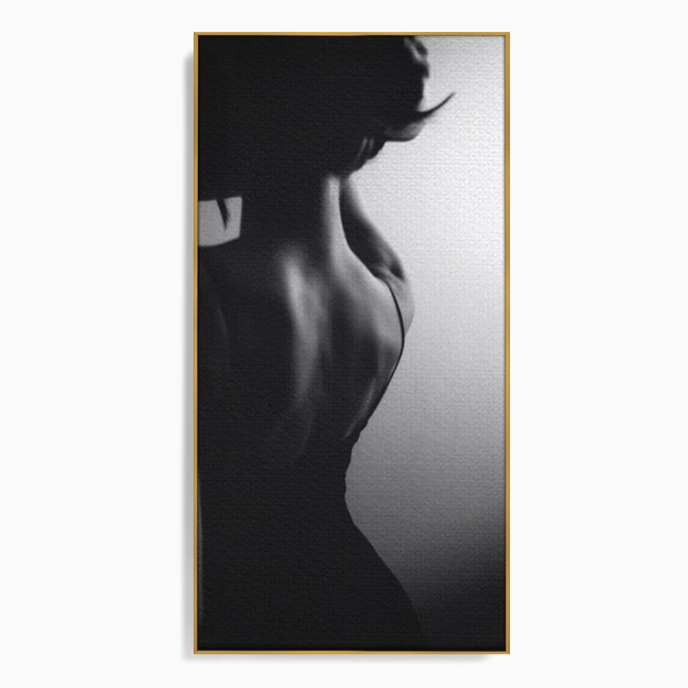Tablou Canvas Premium, LuxCanva® P1021, Tentatie si Mister, Umbra, Silueta, Feminitate, Sexy, Seducator, Elegant, Monocrom, Dormitor, Living
