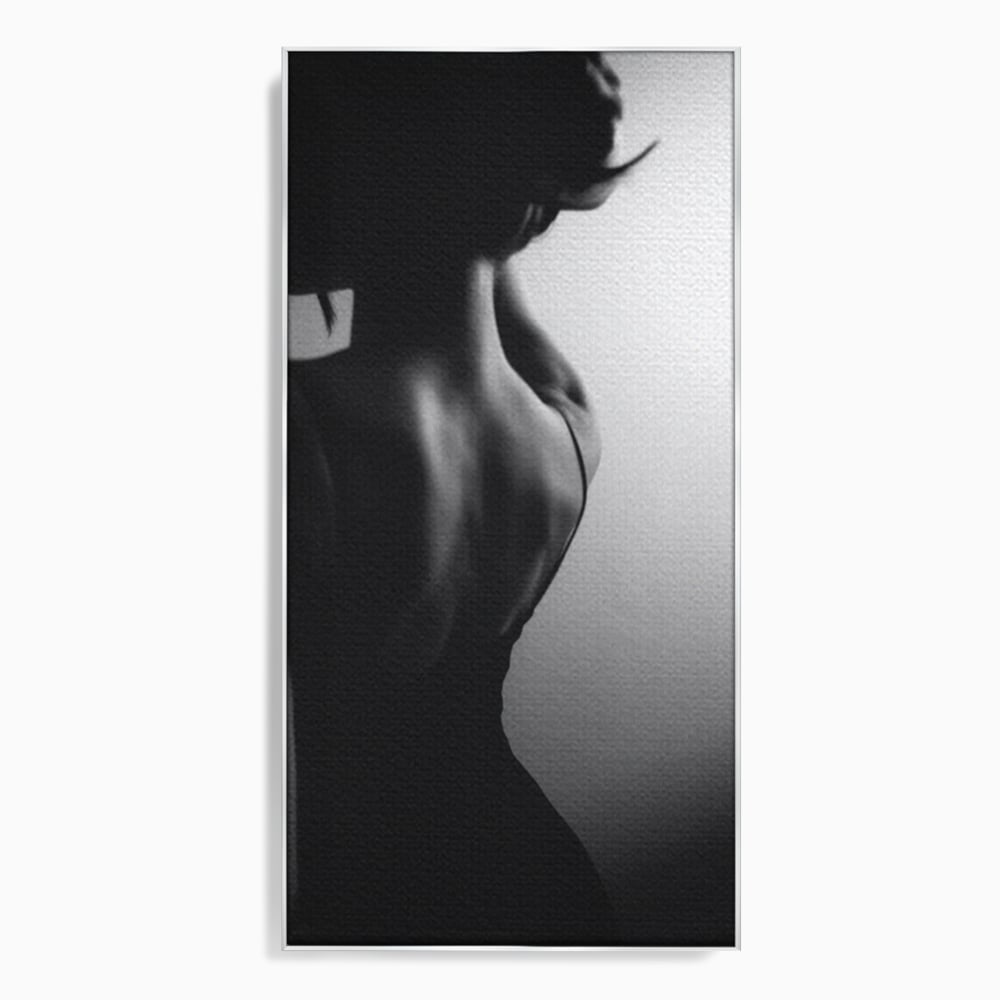 Tablou Canvas Premium, LuxCanva® P1021, Tentatie si Mister, Umbra, Silueta, Feminitate, Sexy, Seducator, Elegant, Monocrom, Dormitor, Living