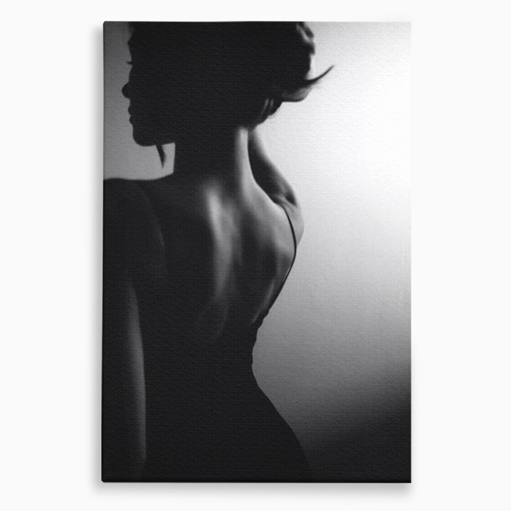 Tablou Canvas Premium, LuxCanva® P1021, Tentatie si Mister, Umbra, Silueta, Feminitate, Sexy, Seducator, Elegant, Monocrom, Dormitor, Living