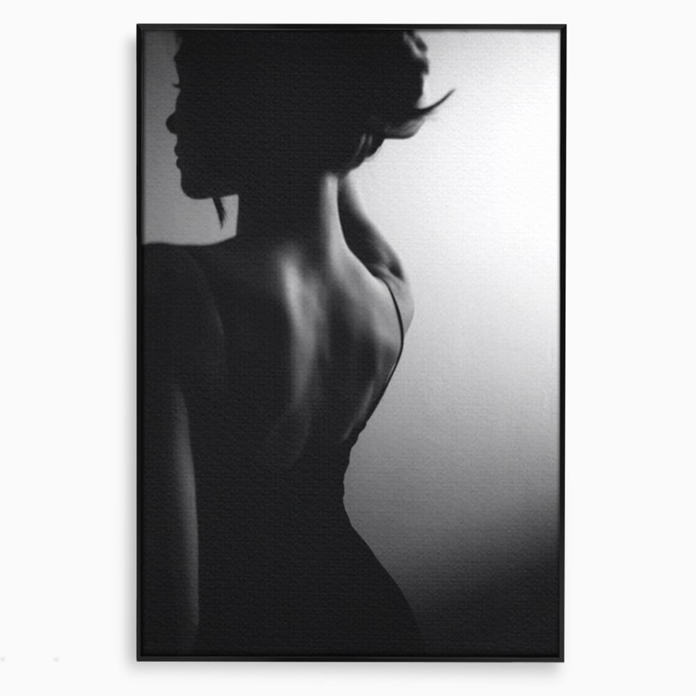 Tablou Canvas Premium, LuxCanva® P1021, Tentatie si Mister, Umbra, Silueta, Feminitate, Sexy, Seducator, Elegant, Monocrom, Dormitor, Living